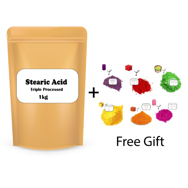 Stearic Acid 1kg + Free gift of 6 dyes